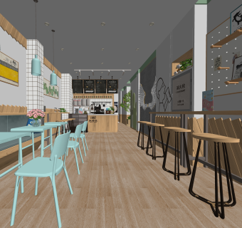 北欧奶茶店SU模型下载