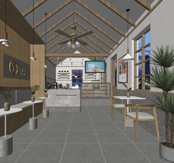 日式奶茶店SU模型下载