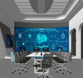 现代会议室SU模型下载