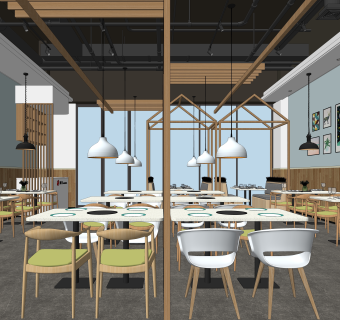 现代中餐店SU模型下载