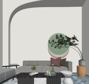 现代公司休息区SU模型下载