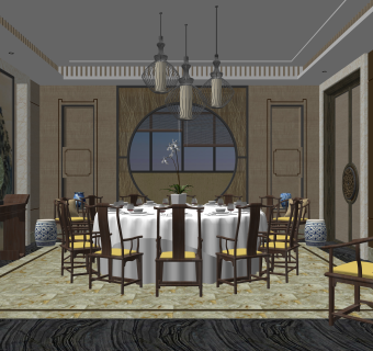 中式包厢SU模型下载