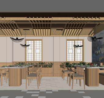 日式快餐饮SU模型下载