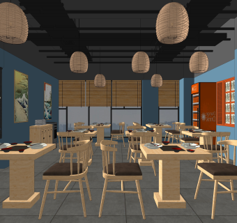 日式快餐厅SU模型下载