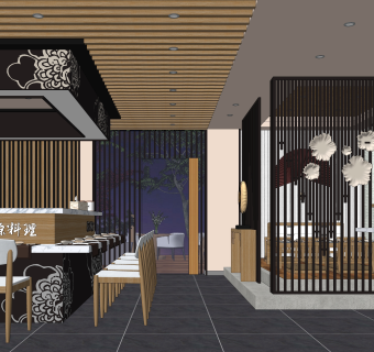 日式快餐厅SU模型下载