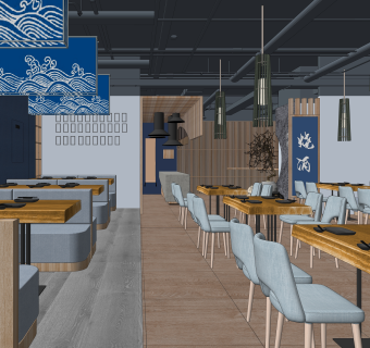 日式餐厅SU模型下载