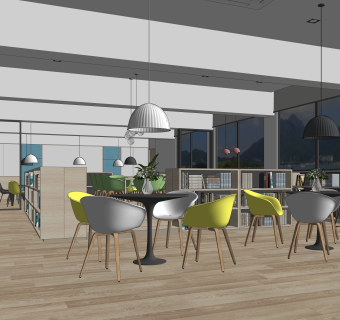 现代阅读室SU模型下载