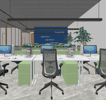 现代办公室SU模型下载