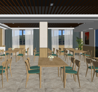 新中式中餐厅SU模型下载