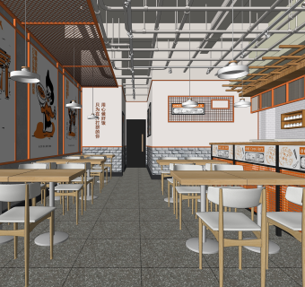 现代中餐厅SU模型下载