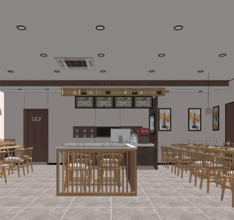 现代快餐店SU模型下载