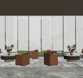 现代售楼处SU模型下载