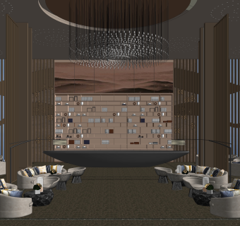 新中式售楼处SU模型下载