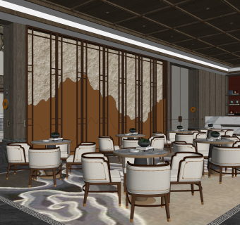 新中式售楼处SU模型下载