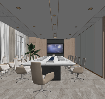 现代办公会议室SU模型下载