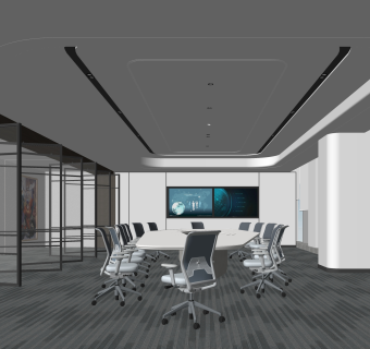 现代会议室SU模型下载