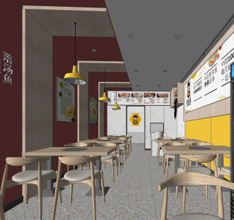 现代中餐厅SU模型下载