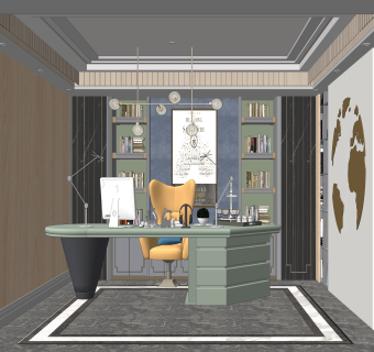 现代办公室SU模型下载