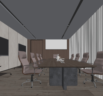 现代会议室SU模型下载