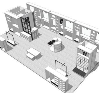 现代服装专卖店布置SU模型SU模型下载