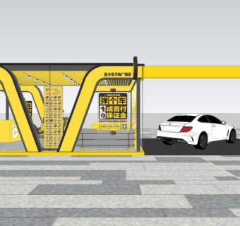 弹个车展厅SU模型下载