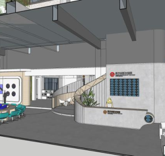 科技企业展厅SU模型下载