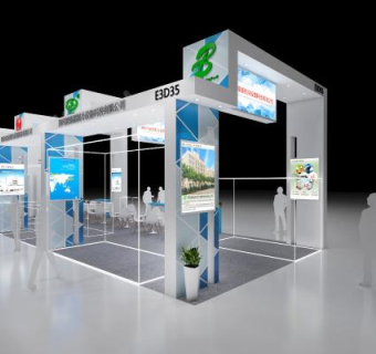 工业展厅科技展厅家电展厅汽配展览展台SU模型下载