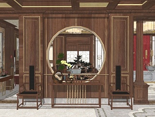 中式风格家具展厅SU模型下载