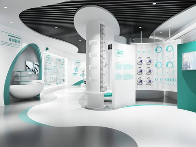 现代医疗展厅SU模型下载