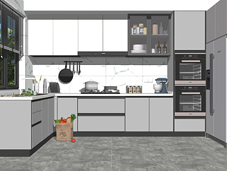 现代家居厨房SU模型下载