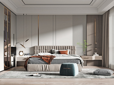 现代家居卧室SU模型下载