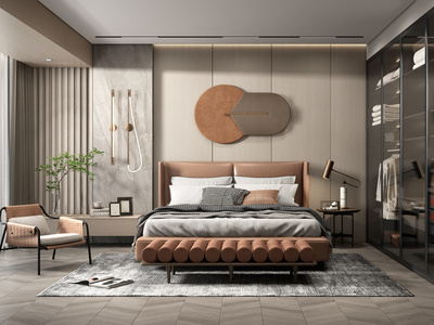 现代卧室SU模型下载