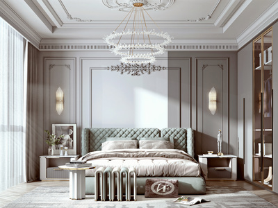 法式家居卧室SU模型下载
