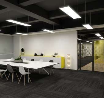 现代风办公室会议室玻璃隔间工位SU模型下载