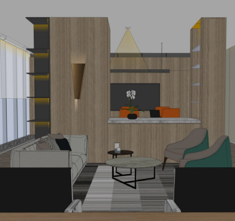 现代办公室室内设计SU模型SU模型下载