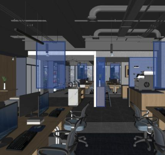 工业风格办公室SU模型下载