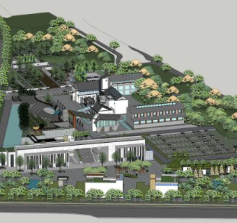 汉服展览馆SU模型下载