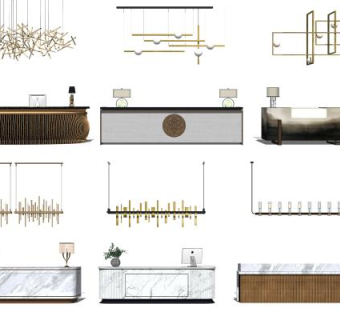 现代服务台SU模型下载