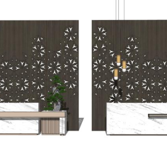 新中式服务台SU模型下载