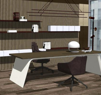 现代风格董事长办公室SU模型下载