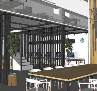 工业风格办公室SU模型下载