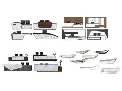 现代风格办公室前台SU模型下载