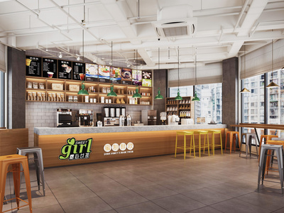 现代北欧咖啡奶茶店SU模型下载