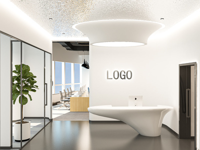 现代办公前台SU模型下载