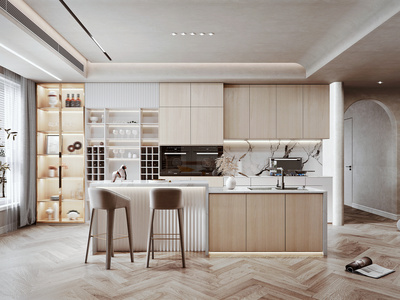 现代家居开放厨房SU模型下载