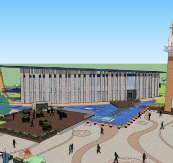 现代风格横盛豪庭售楼部SU模型下载