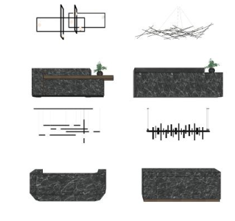 现代风格酒店前台SU模型下载