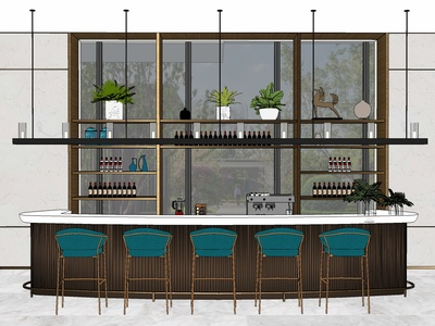 古典风格酒店前台SU模型下载