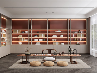 新中式家居茶室SU模型下载