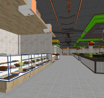 现代超市SU模型下载